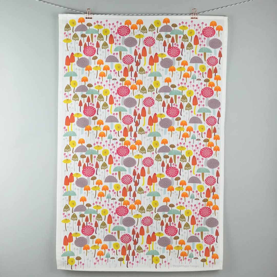 Light Toadstools and Mushrooms Tea Towel - Maggie Magoo Designs - Just Makers Maggie Magoo Designs