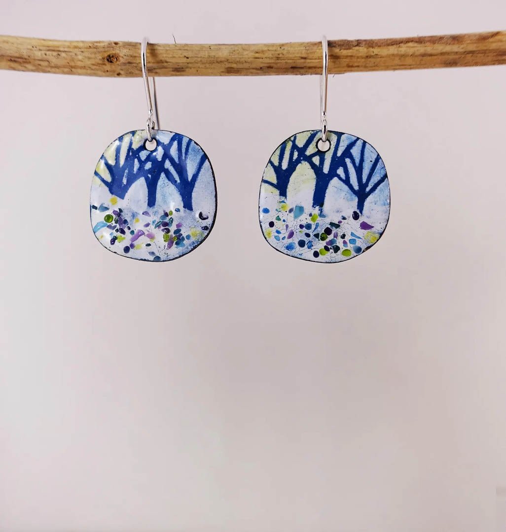 Tree lined enamel and copper earrings - 830 Degrees - Just Makers 830 Degrees