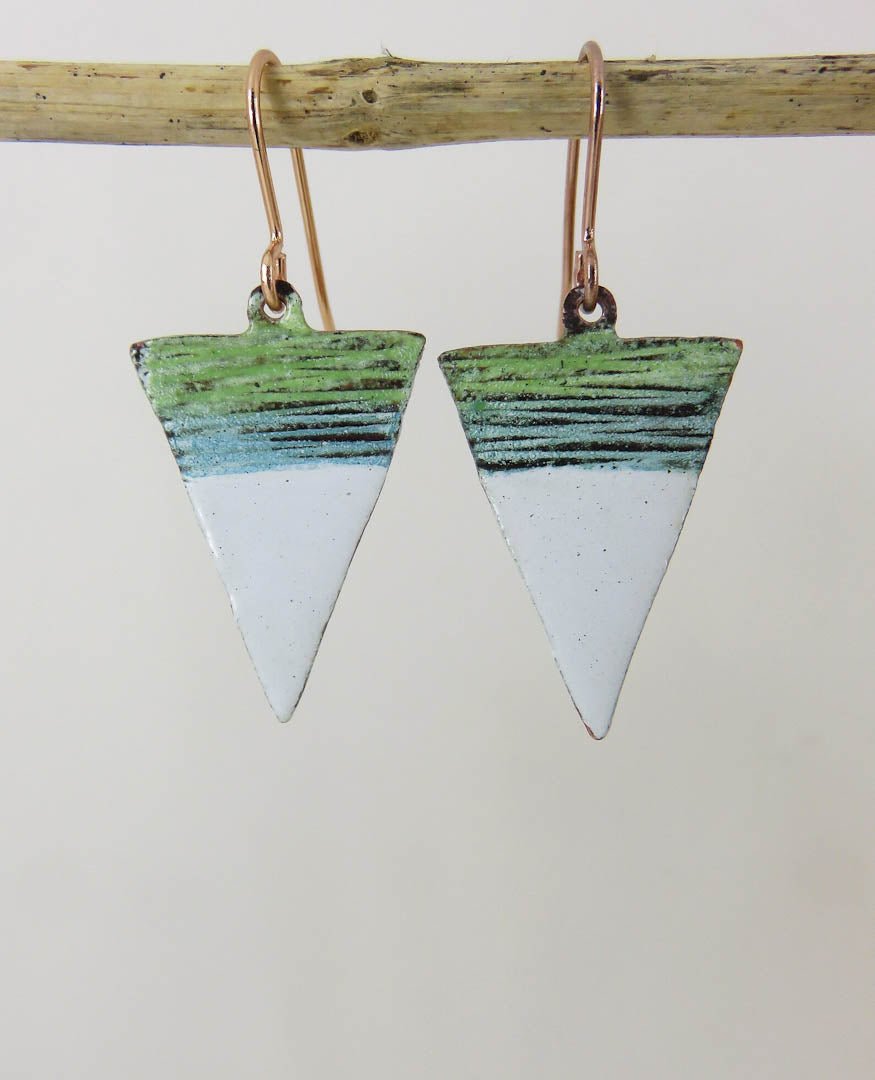 Triangle Copper and Enamel Earrings - 830 Degrees - Just Makers 830 Degrees