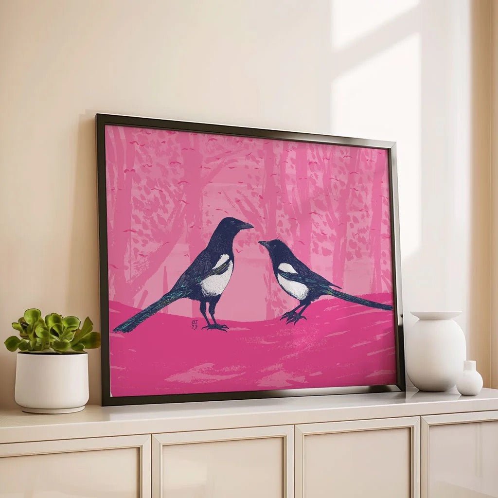 Vibrant Magpies Unframed A4 Print - Bejojo Art - Just Makers Bejojo Art