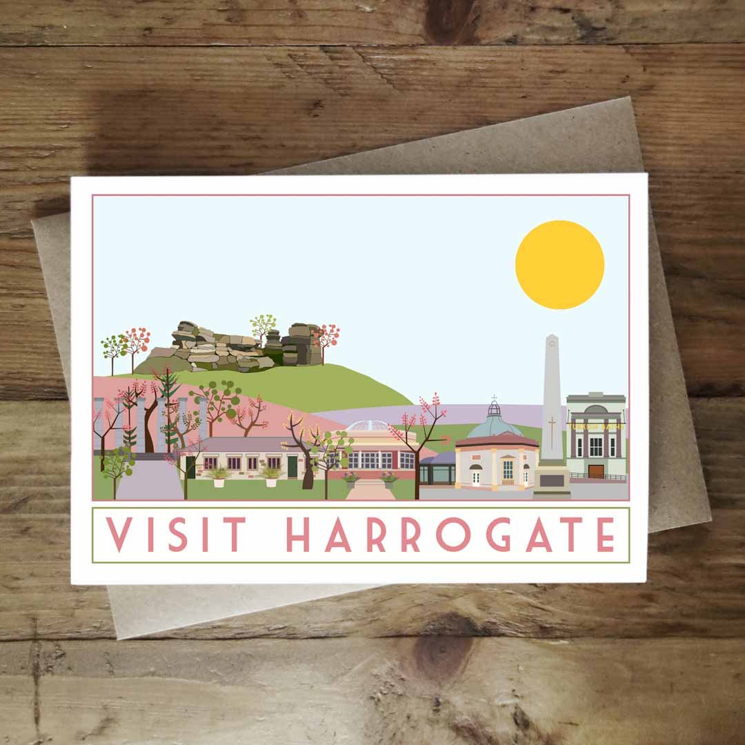 Visit Harrogate Greeting Card - Sweetpea and Rascal - Just Makers Sweetpea and Rascal