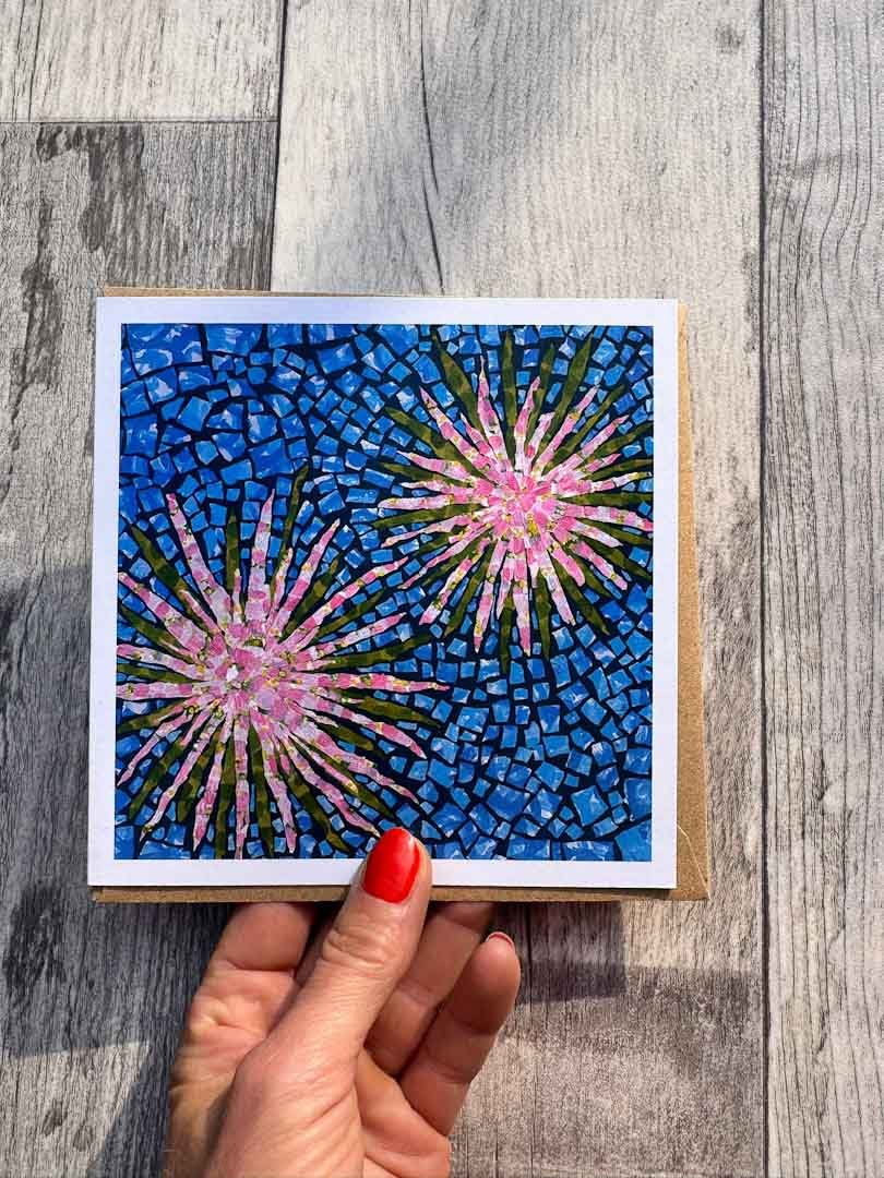 Water Lilies Square Greeting Card - Sarah Jane Nicholls - Just Makers Sarah Jane Nicholls