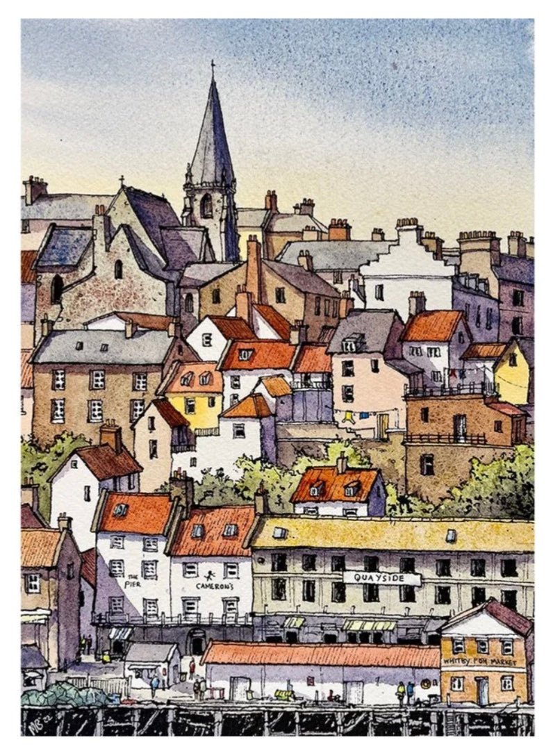 Whitby Quayside A5 Mounted Print - Matty Burnham - Just Makers Matty Burnham