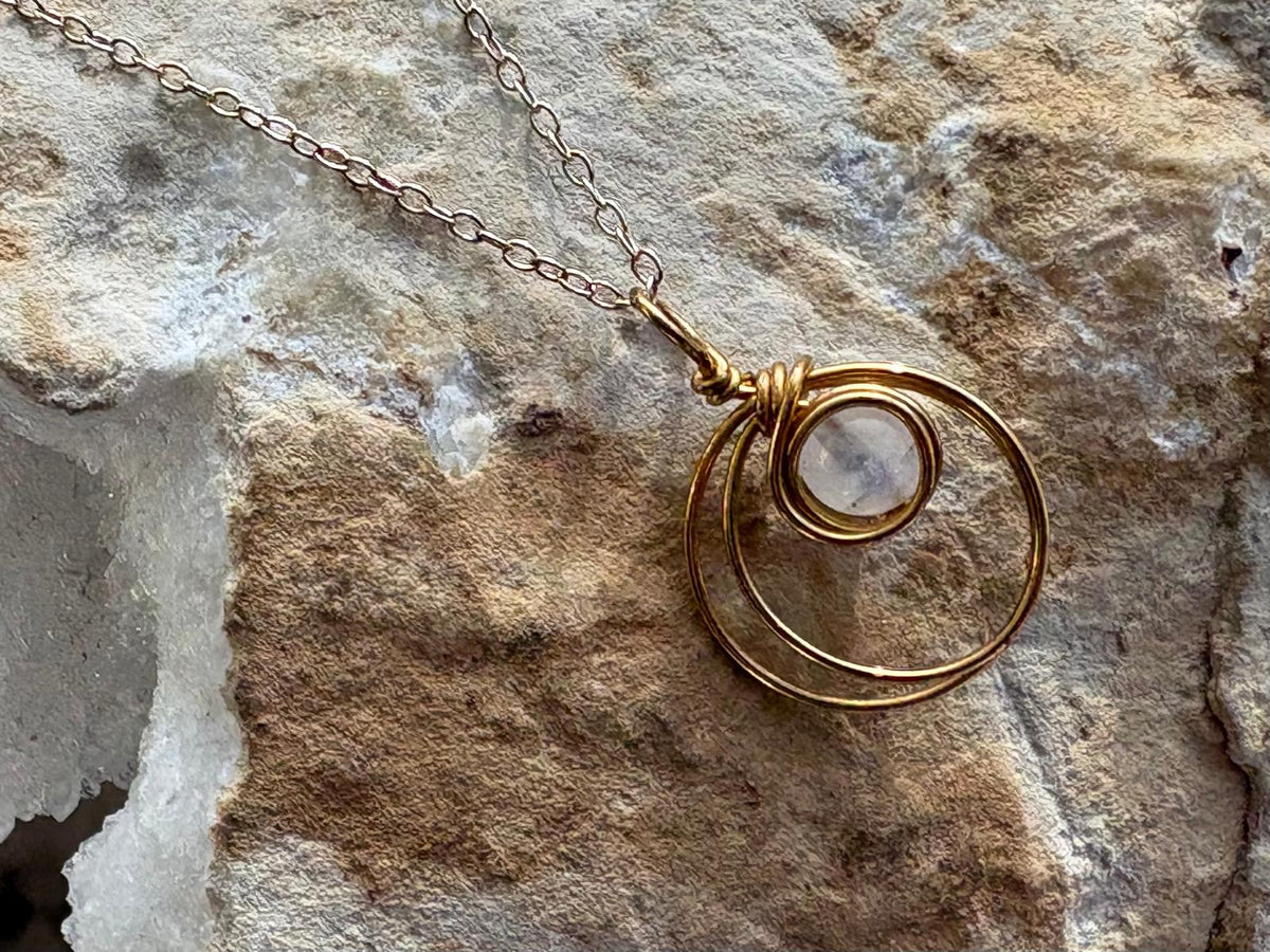 White Moonstone Gold Vermeil Necklace - Hart, Body and Soul_Just Makers