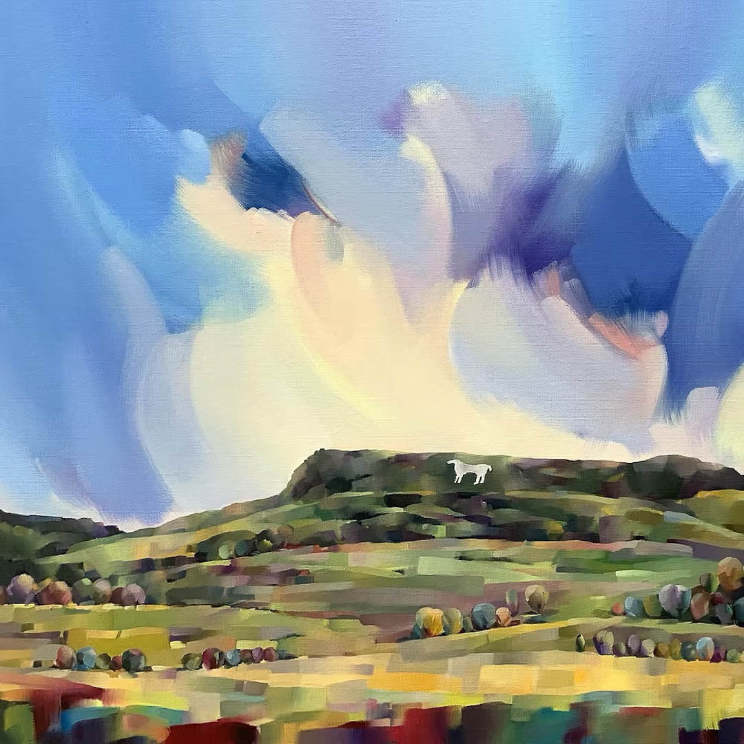 White Horse at Kilburn Fine Art Giclee Print by Katherine Whitby Art - Just Makers Katherine Whitby