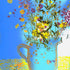 Colorful floral arrangement in a blue pitcher against a blue background_Gill Kirk_Just Makers