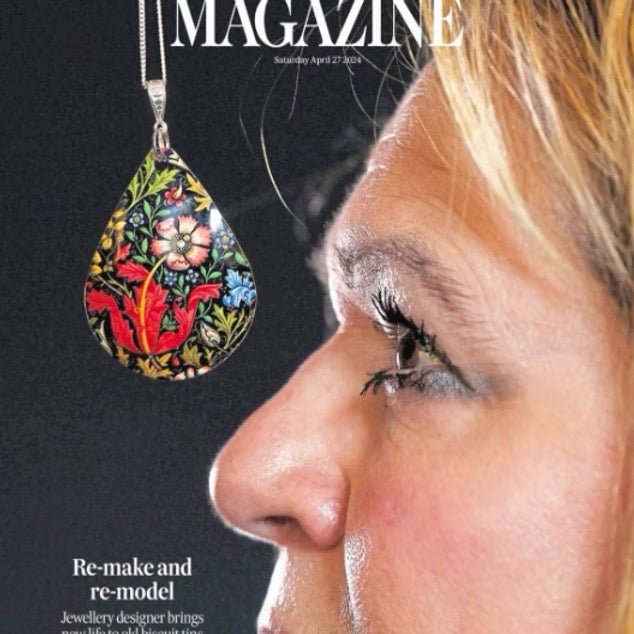 William Morris Red Flower Tear Necklace - Nancy Jones - Just Makers Nancy Jones Jewellery