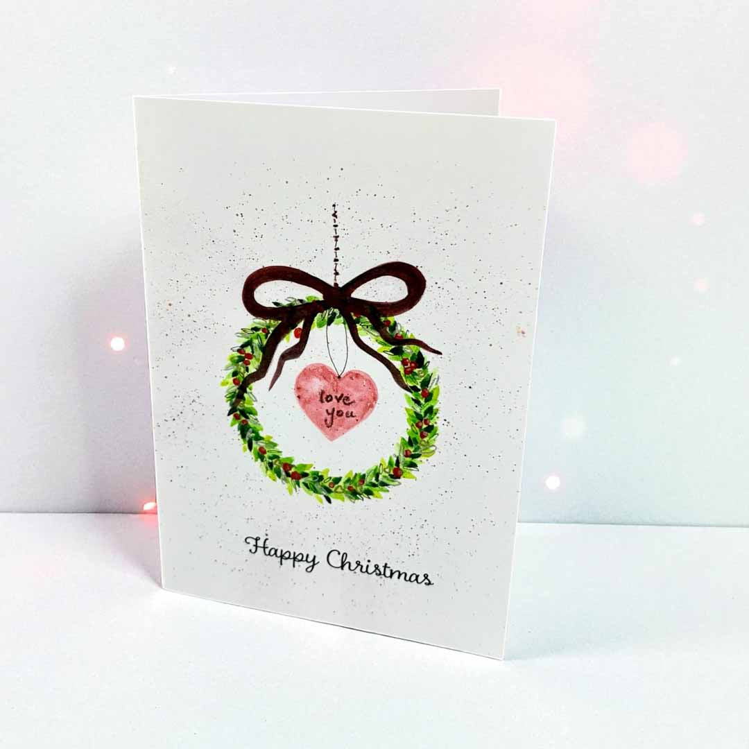 Wreath Heart Christmas Card - Beverley Holgate_Just Makers