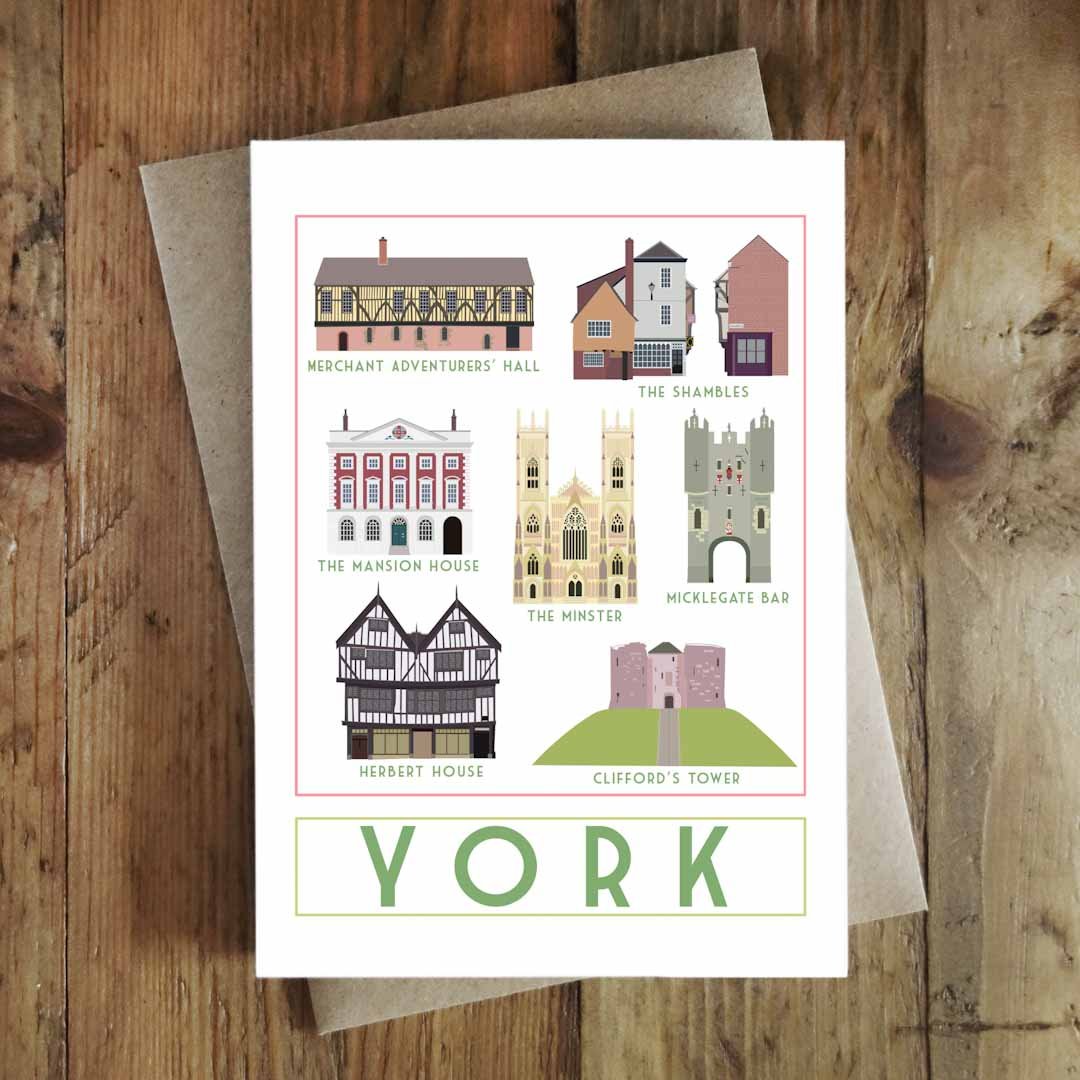 York Landmarks Greeting Card - Sweetpea and Rascal - Just Makers Sweetpea and Rascal