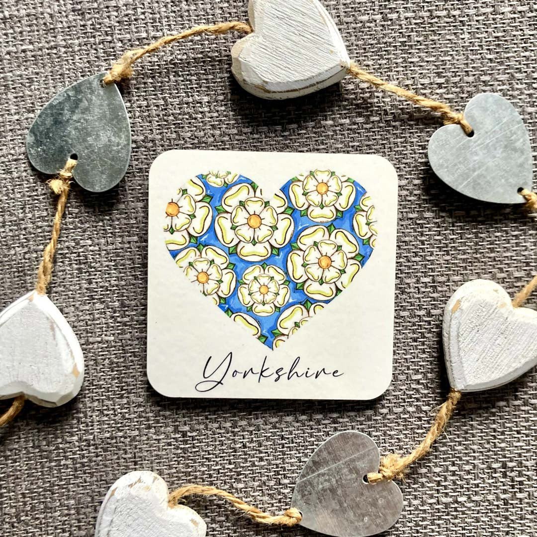 Yorkshire Rose Heart Coaster - HD Designs - Just Makers HD Designs