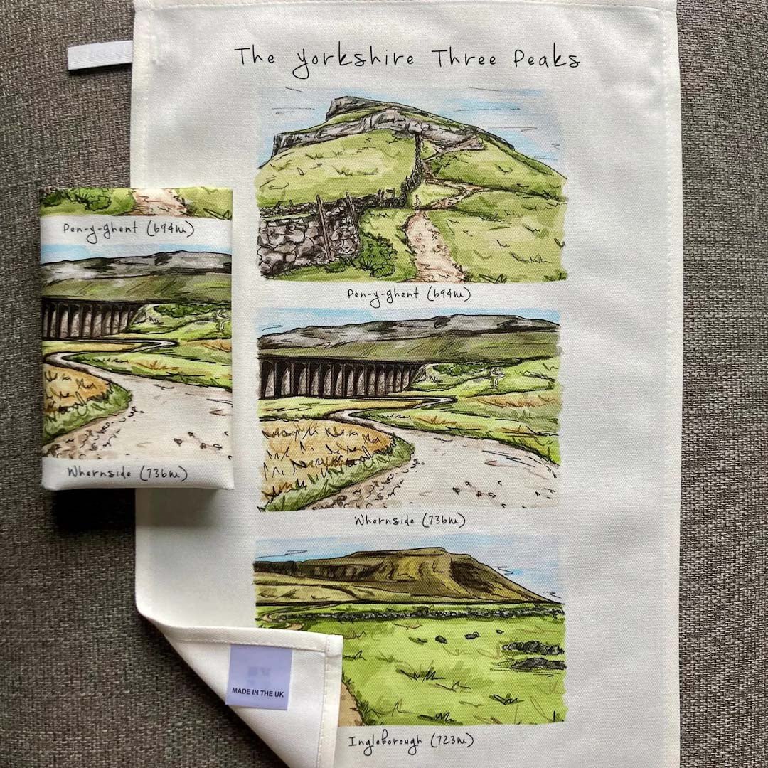 Yorkshire Three Peaks Tea Towel - HD Designs - Just Makers HD Designs