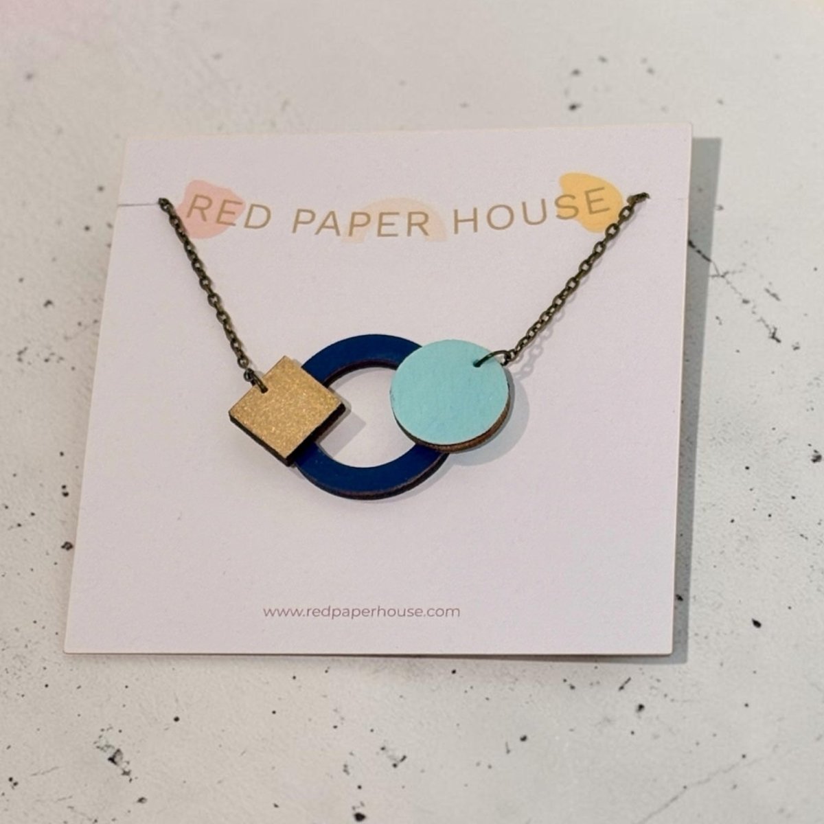 Abstract Geometric Cut-Out Necklace - Red Paper House_Just Makers