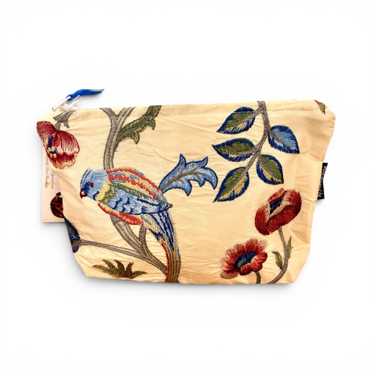 Bird Embroidered Silk Make Up Bag - Amanda Scott_Just Makers