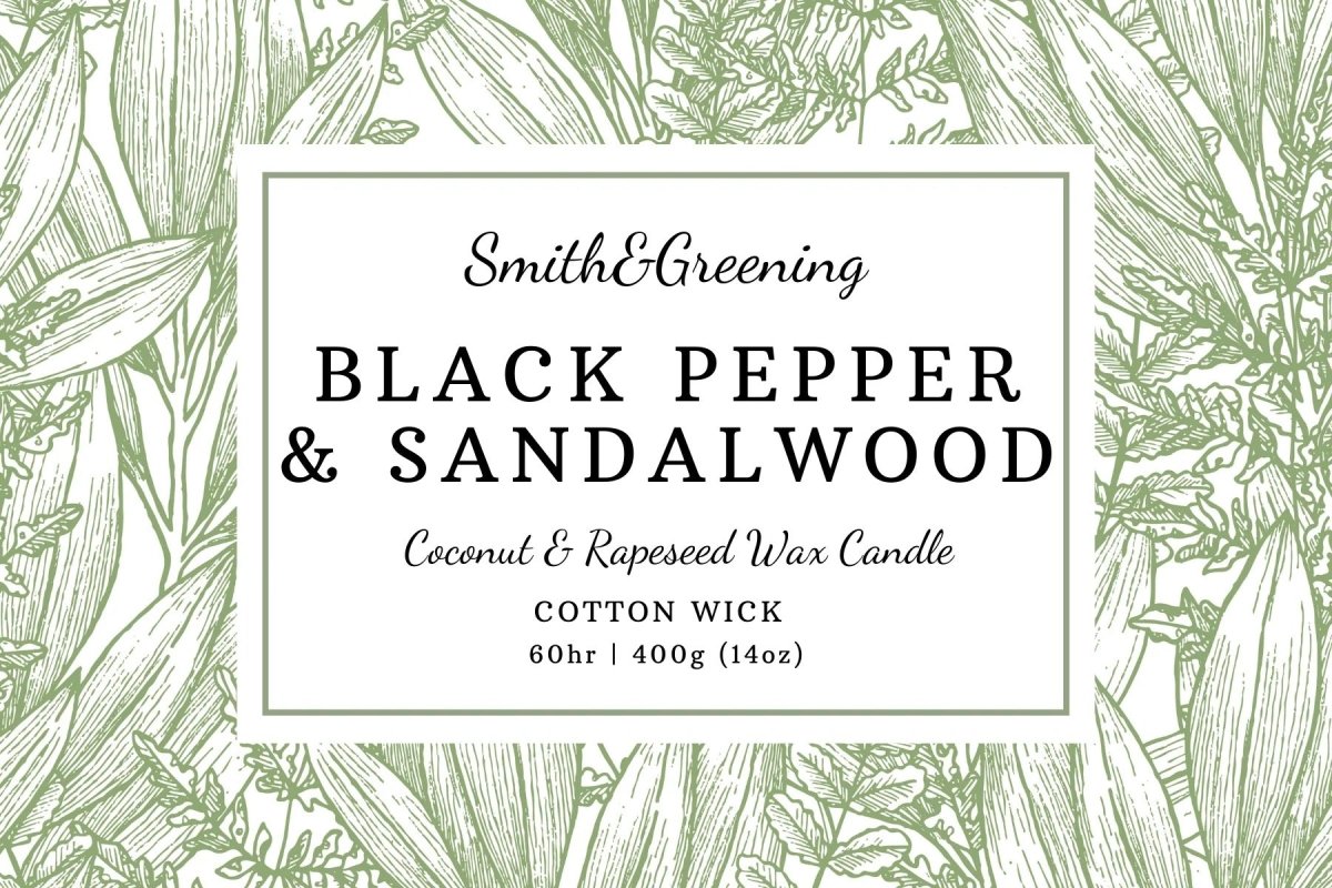 Black Pepper and Sandalwood Extra Large Candle - Smith and Greening - Just Makers Smith and Greening