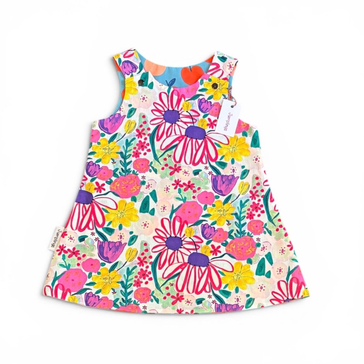 Bright Flower and Peach Reversible Dress 4-5 Years - Jumplings Clothes_Just Makers