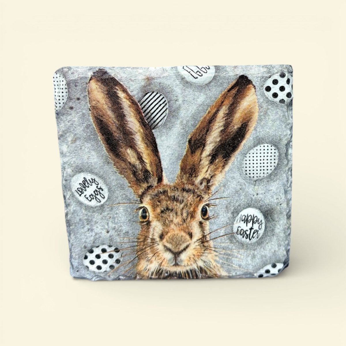 Easter Hare Coaster Slate - Sarah Tustin_Just Makers