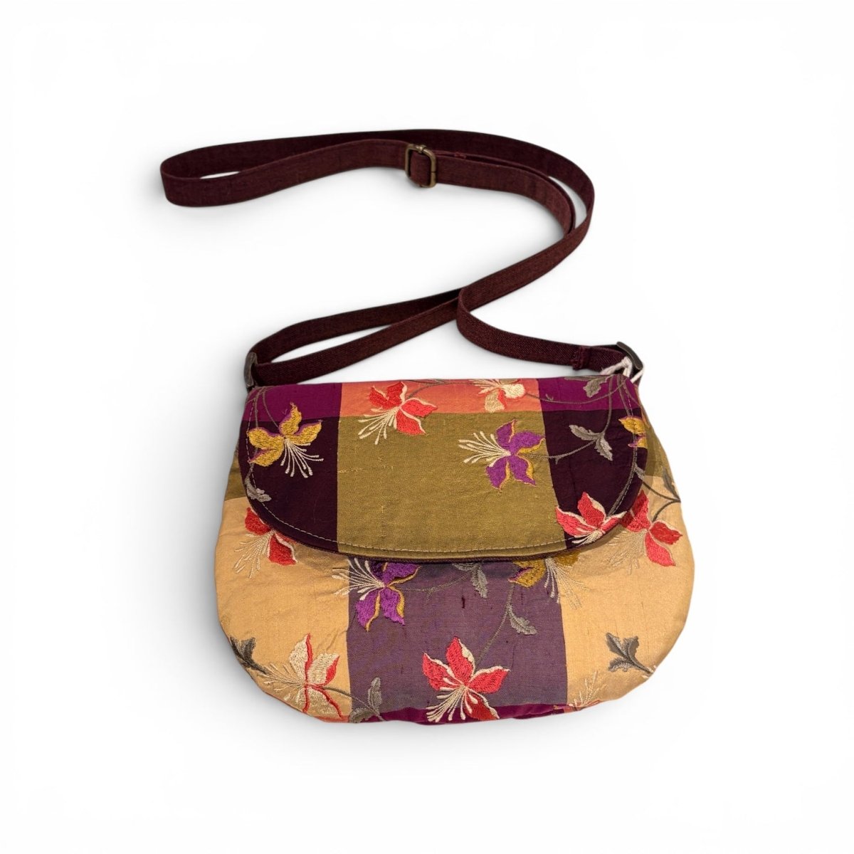 Embroidered Silk Crescent Handbag - Amanda Scott_Just Makers1