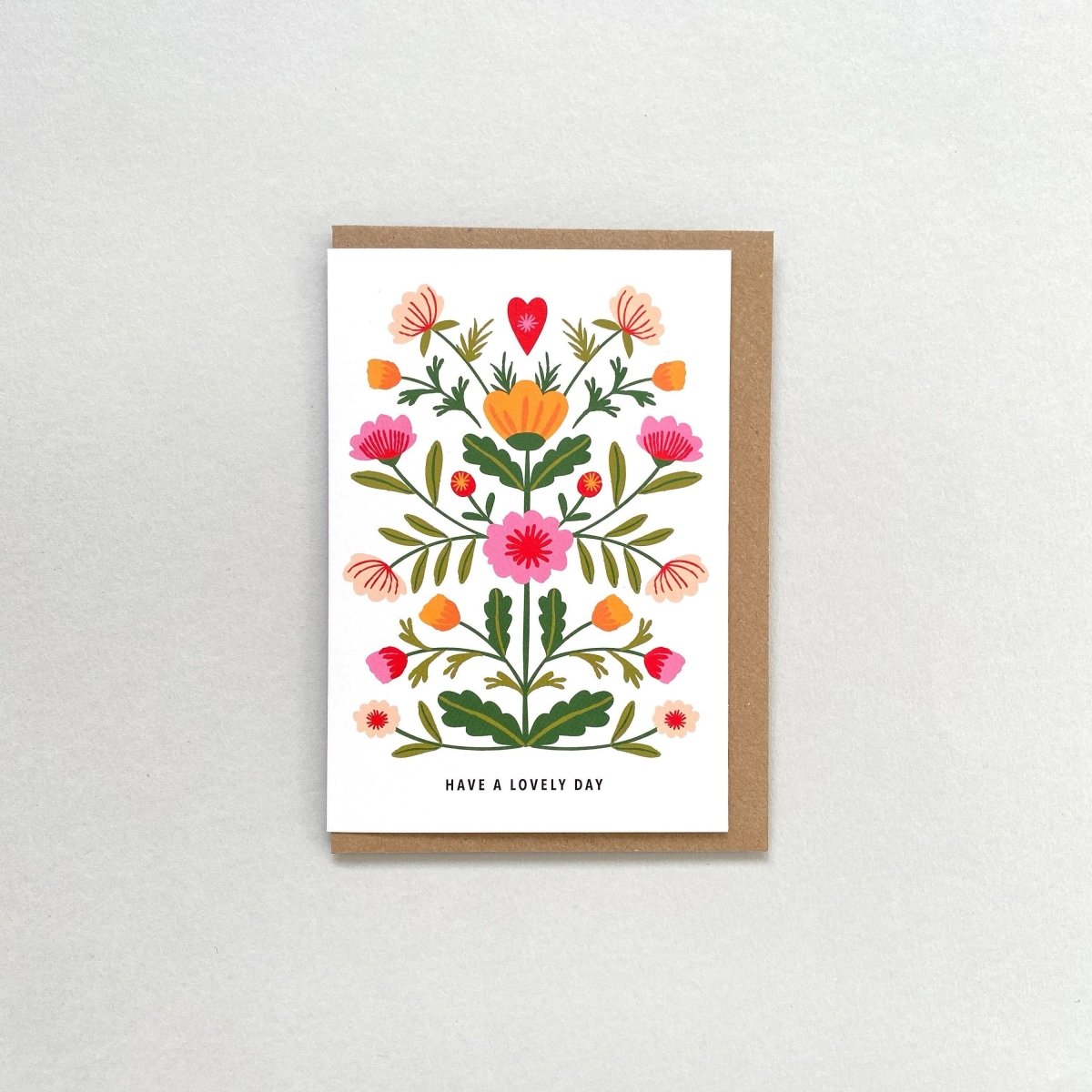 Greeting card with floral design and &