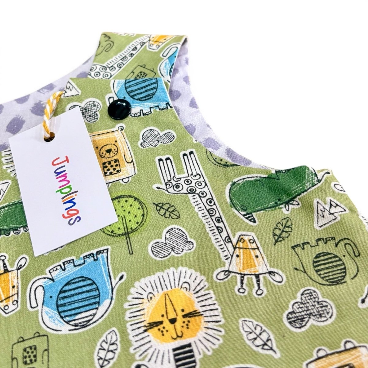Green Jungle Reversible Dress 6-12 Months - Jumplings Clothes_Just Makers