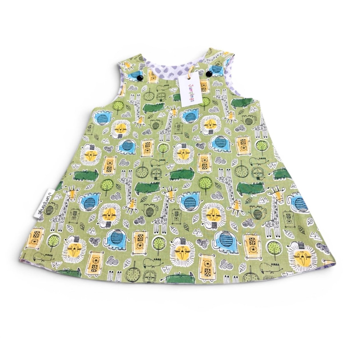 Green Jungle Reversible Dress 6-12 Months - Jumplings Clothes_Just Makers