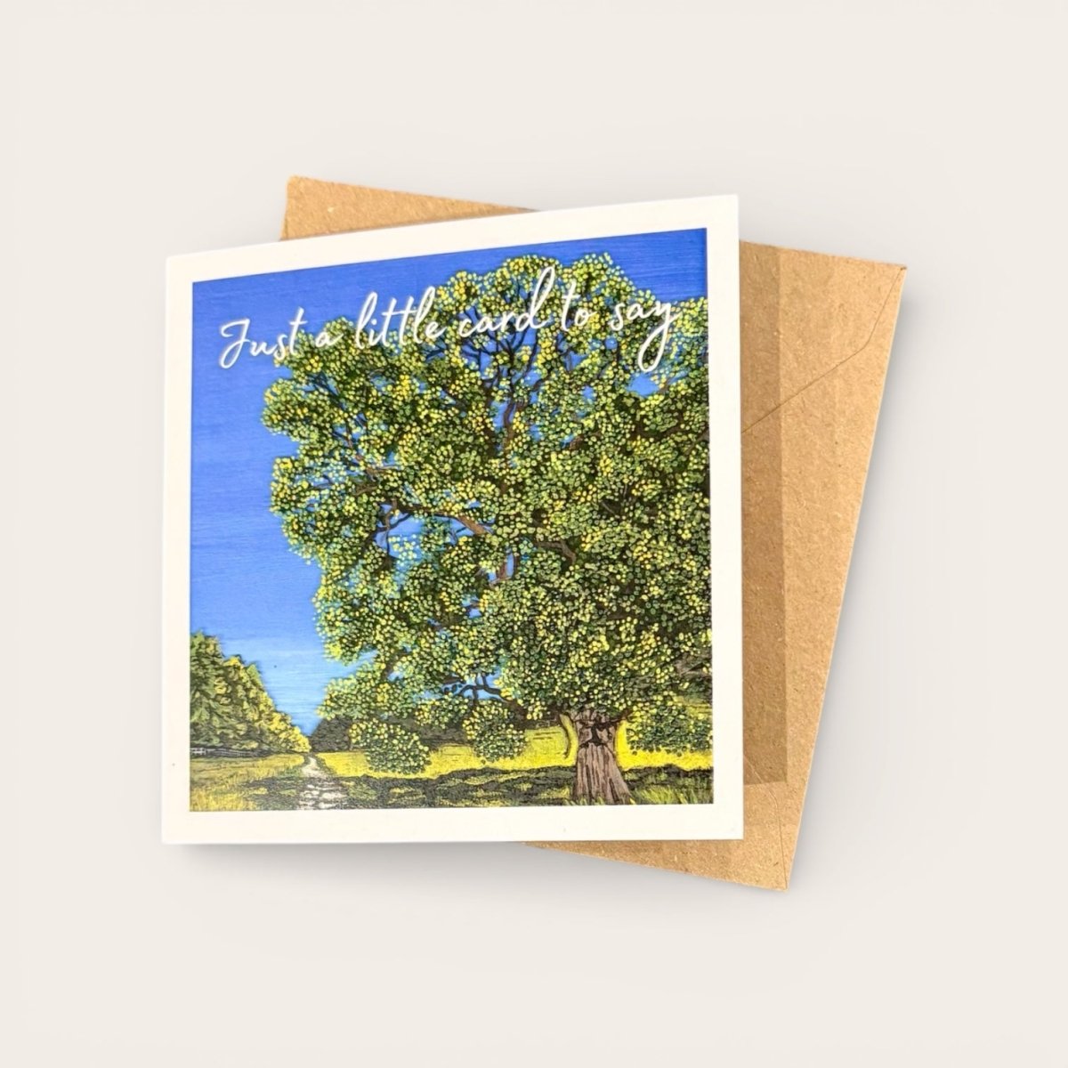 Greeting card with a tree illustration and &
