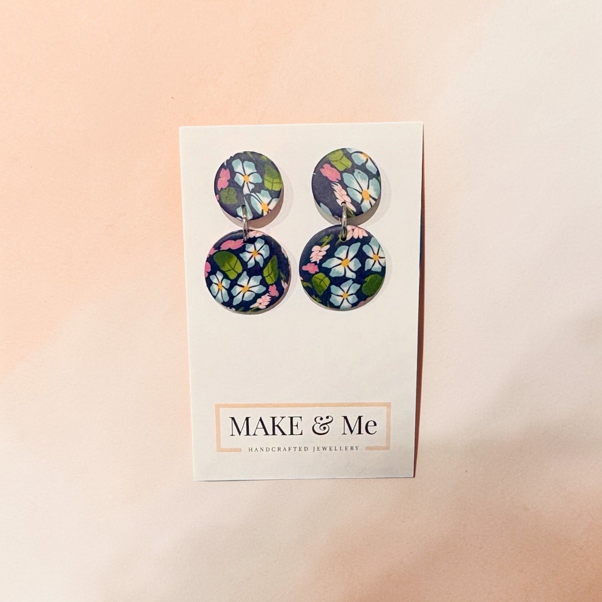 Large Double Button Floral Earrings - Make & Me_Just Makers