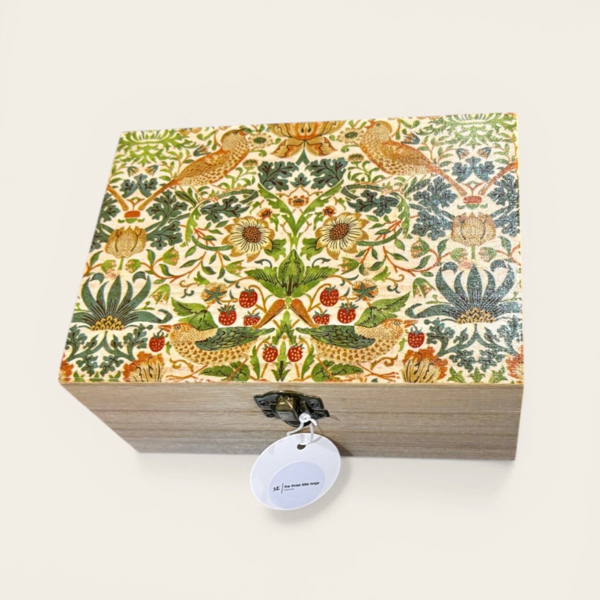 Large Wooden Keepsake Box - William Morris Design - Sarah Tustin_Just Makers2