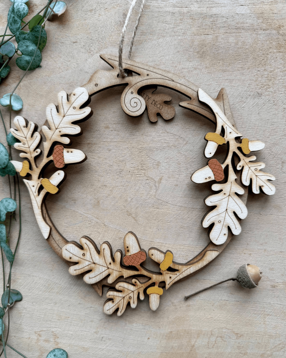 Oak Leaf Wooden Rondel - Natty Deco_Just Makers