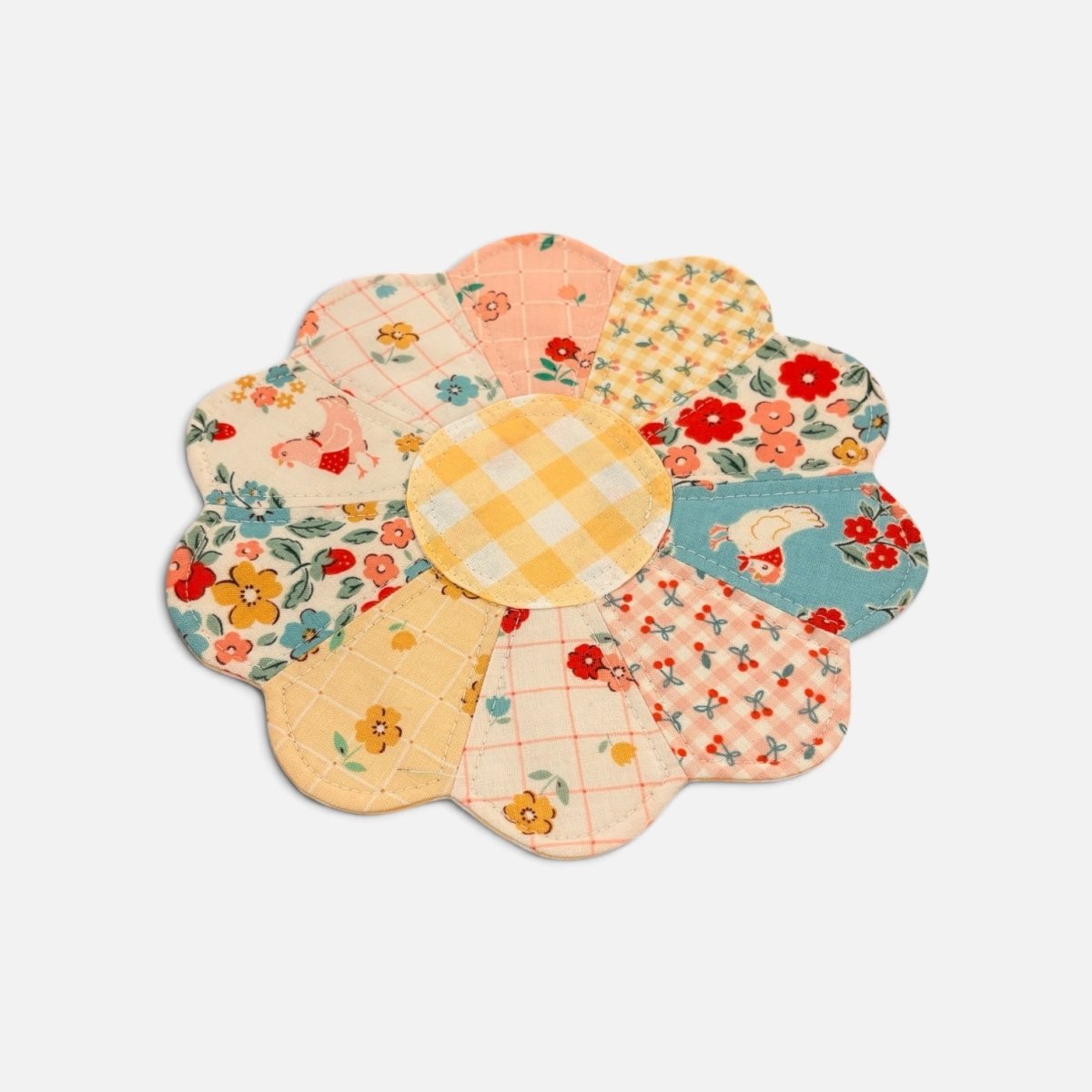 Patchwork Flower Fabric Pot Holder - Alice and Audrey_Just Makers