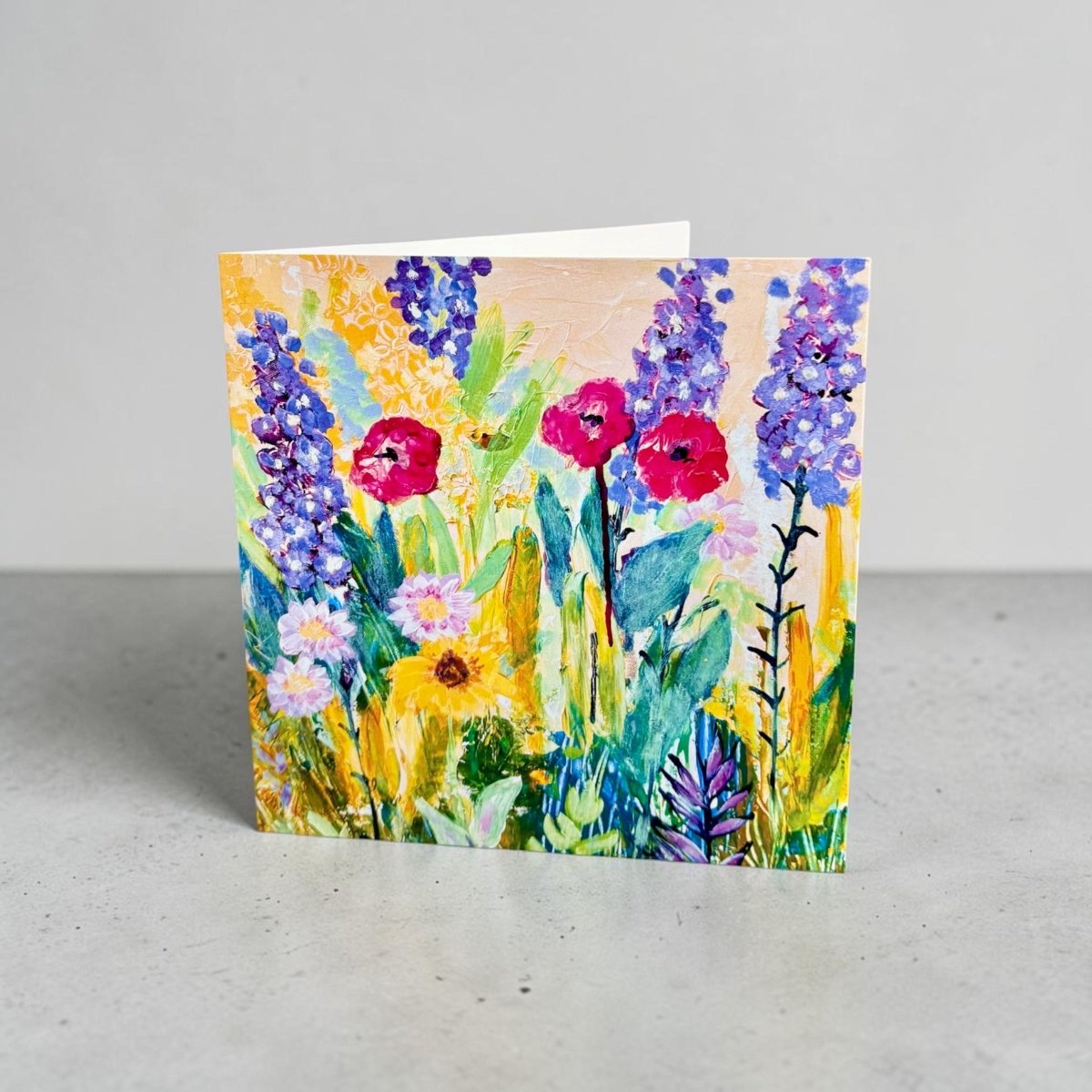 Peach Summer Garden Greeting Card - Gill Kirk - Just Makers Gill Kirk Artist