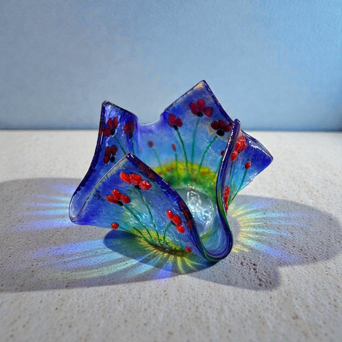 Poppy Sculptural Tealight Holder - Twice Fired Glass_Just Makers
