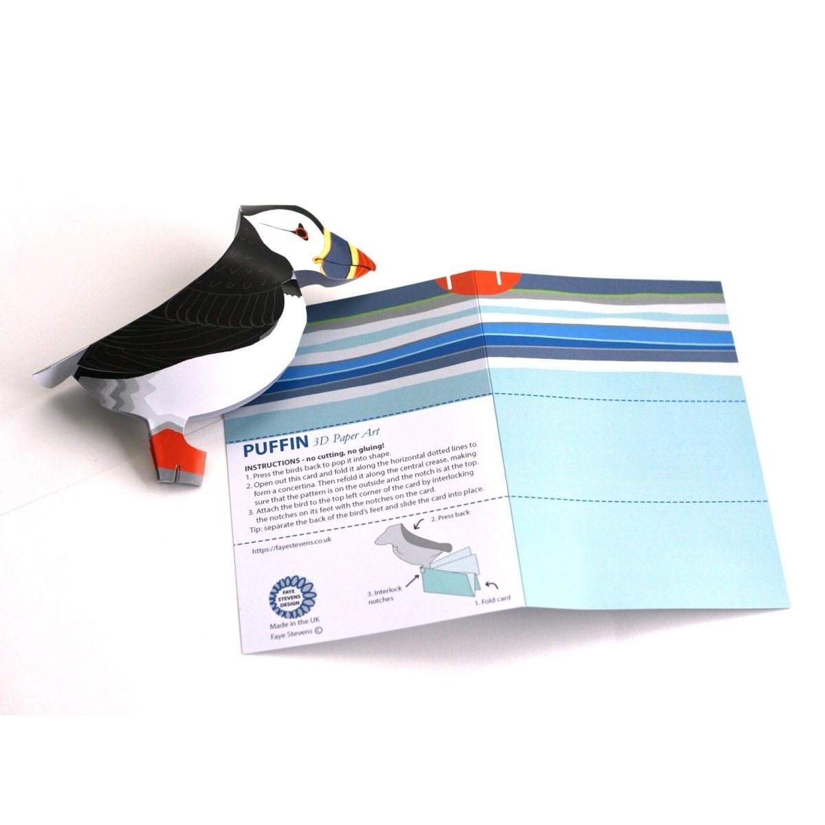 Puffin Pop - Up 3D Card & Decoration - Just Makers Faye Stevens - Merryday Studio