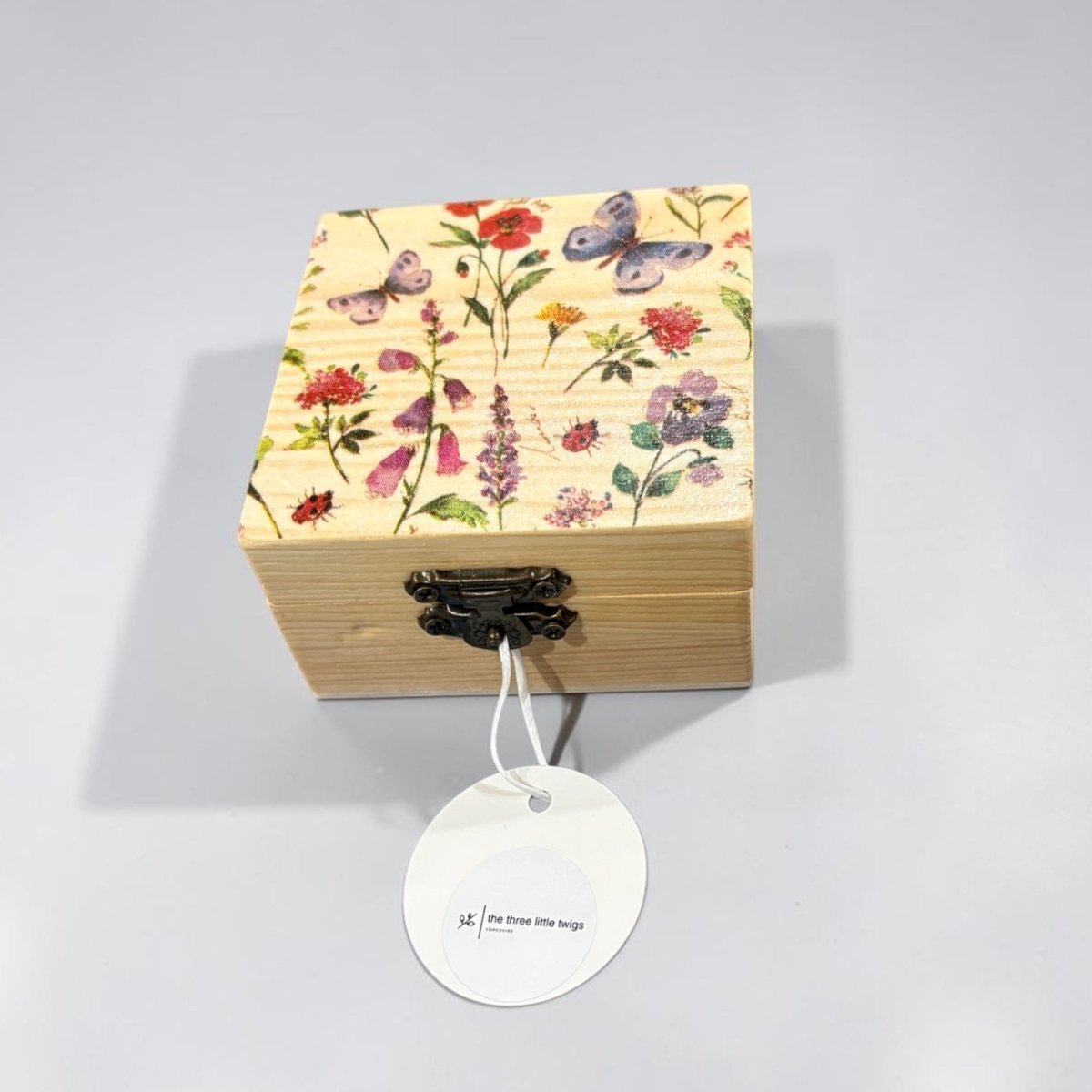 Small Wooden Keepsake Box with Butterfly Design - Sarah Tustin_Just Makers