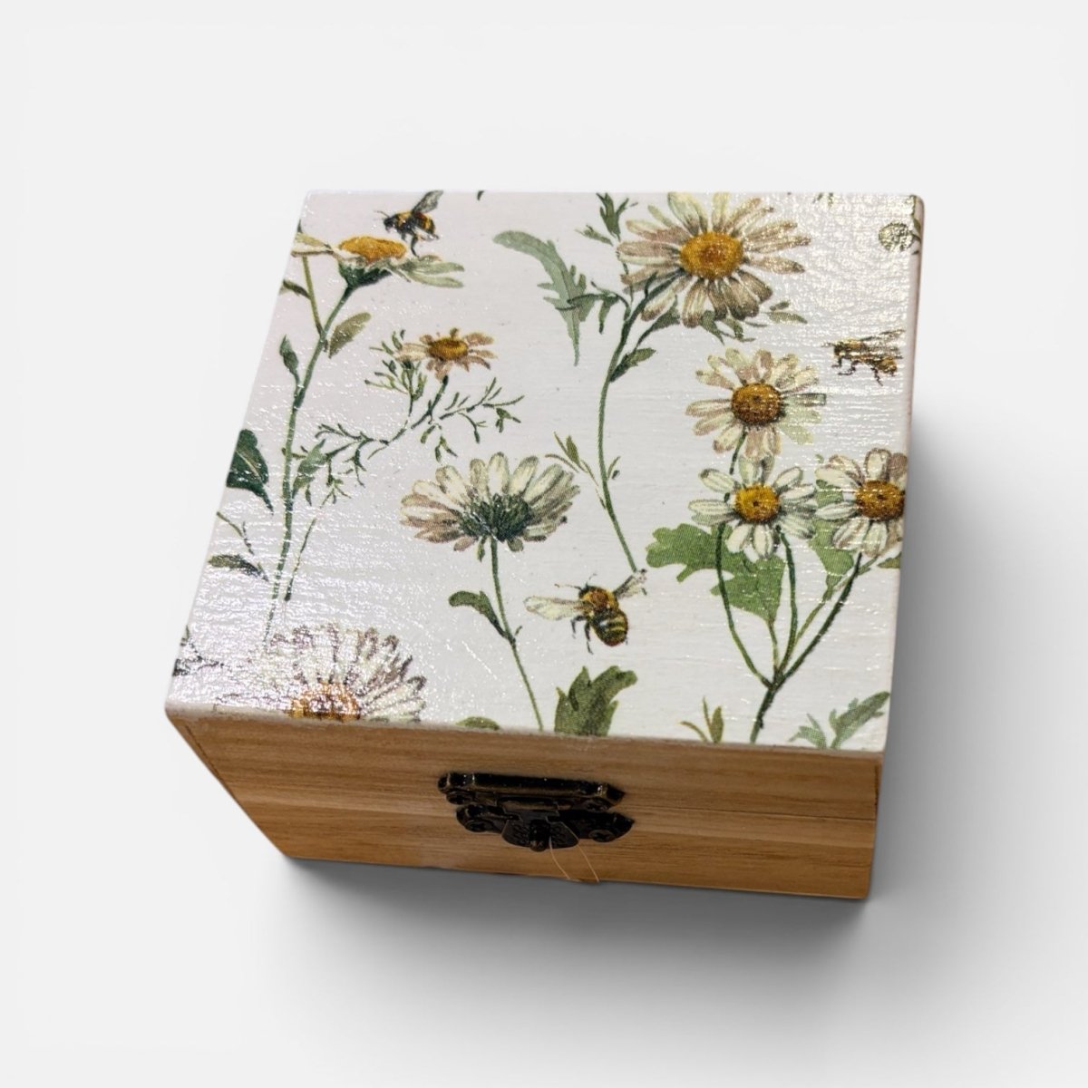Small Wooden Keepsake Box with Flower Design - Sarah Tustin_Just Makers