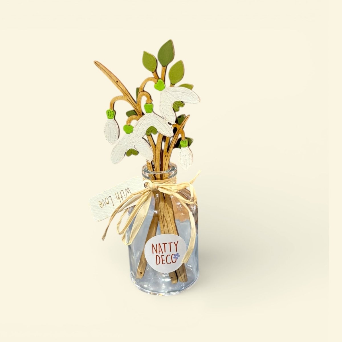 Snowdrop Bouquet in a Mini Bottle - Natty Deco_Just Makers