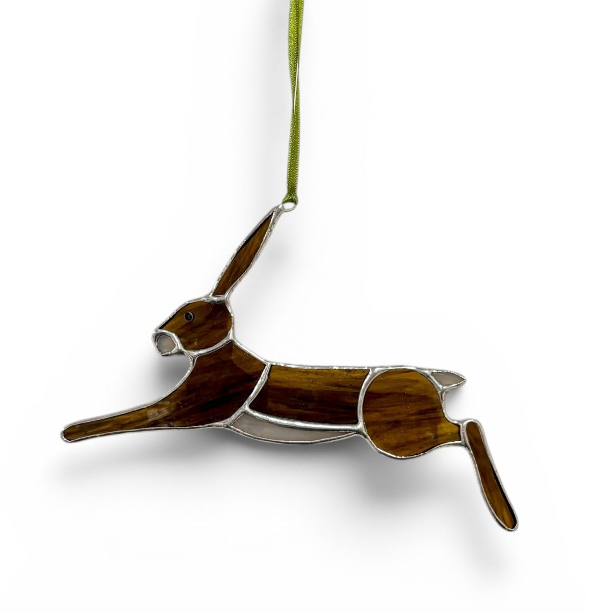 Stained Glass Running Hare Decoration - Dragonfly Glass Art_Just Makers