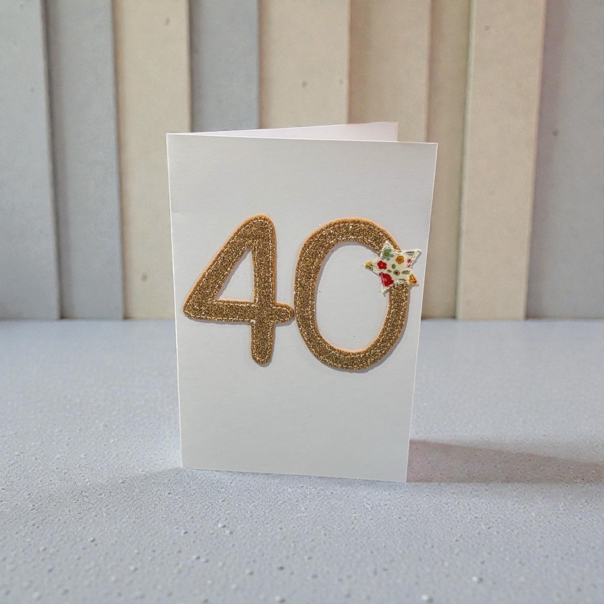 Stitched Fabric Age 40 Card - Alice and Audrey_just makers