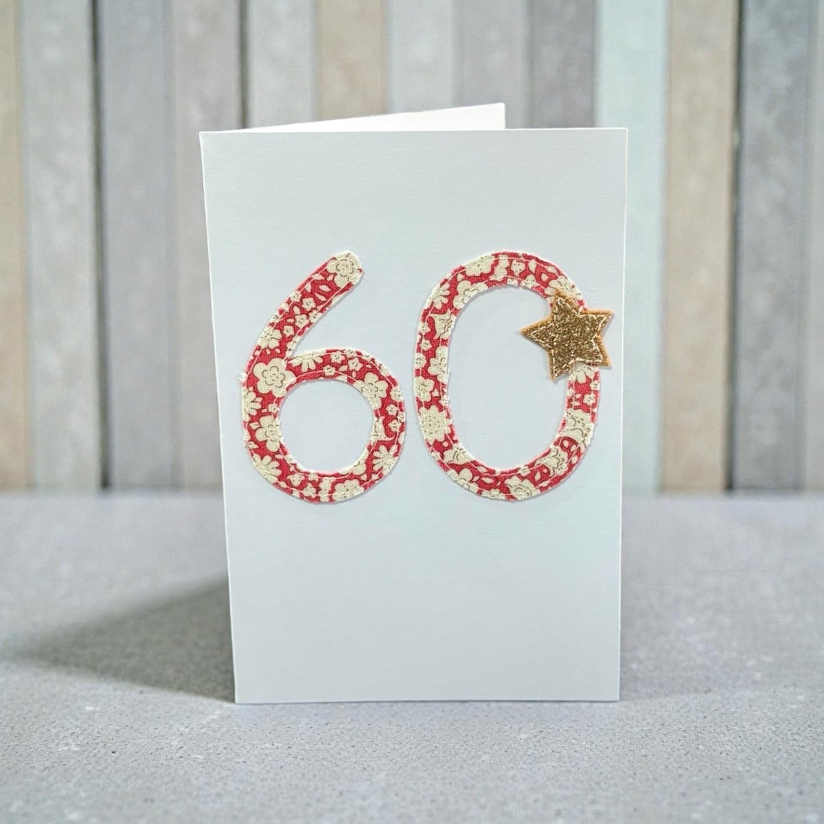 Stitched Fabric Age 60 Card - Alice and Audrey - Just Makers Alice & Audrey