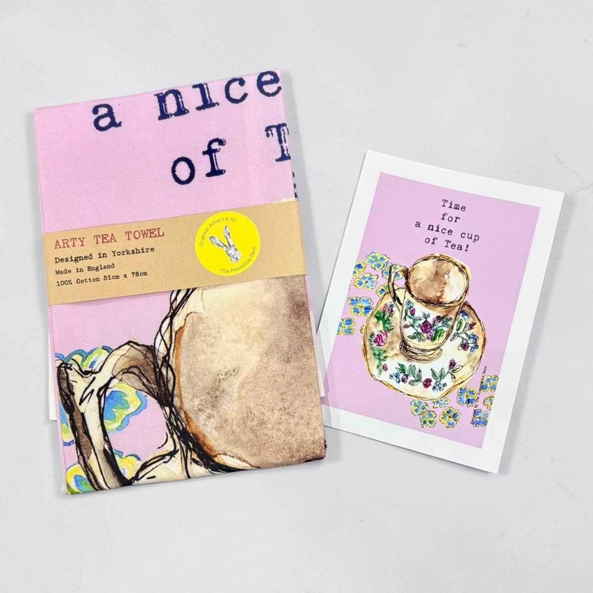 Time for Nice Cup of Tea Arty Tea Towel - The Proverbial Hare_Just Makers