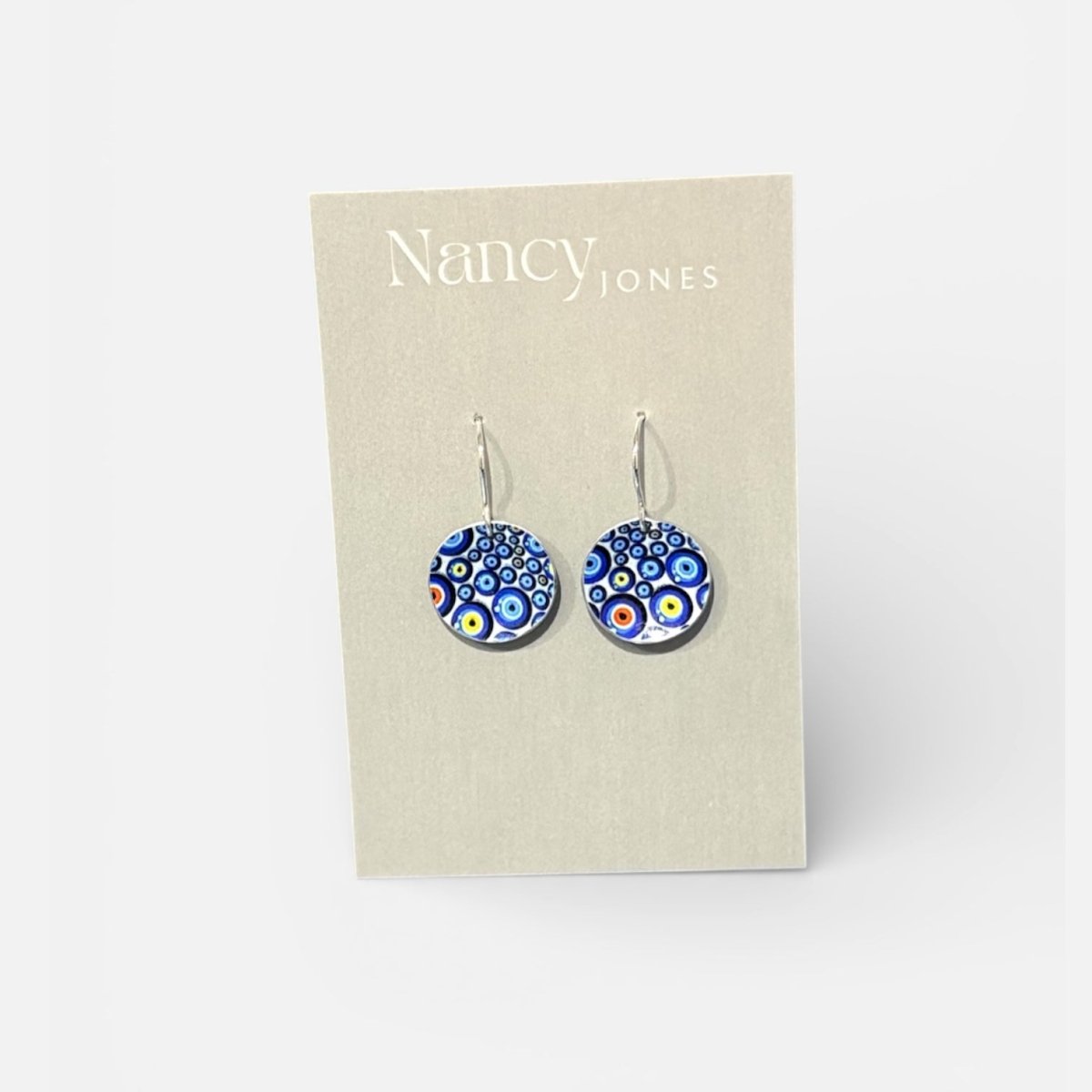 Tiny Blue Spot Disc Earrings - Nancy Jones_Just Makers
