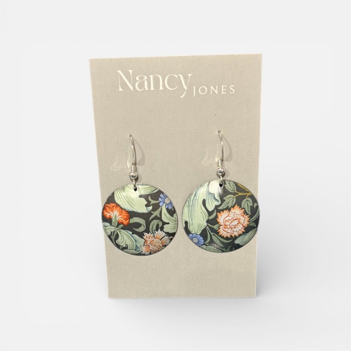 William Morris Green Disc Earrings - Nancy Jones_Just Makers