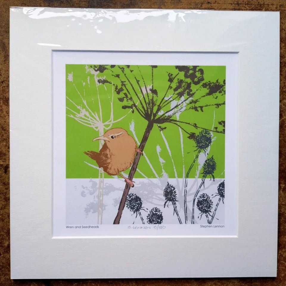Wren and Seedheads Print (small) - Umbellifer - Just Makers Umbellifer