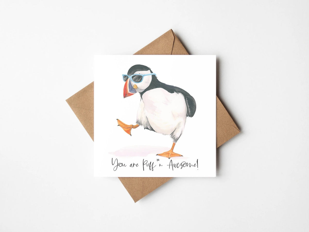 Puffin Awesome Card by Antonia Illustraton_Just Makers