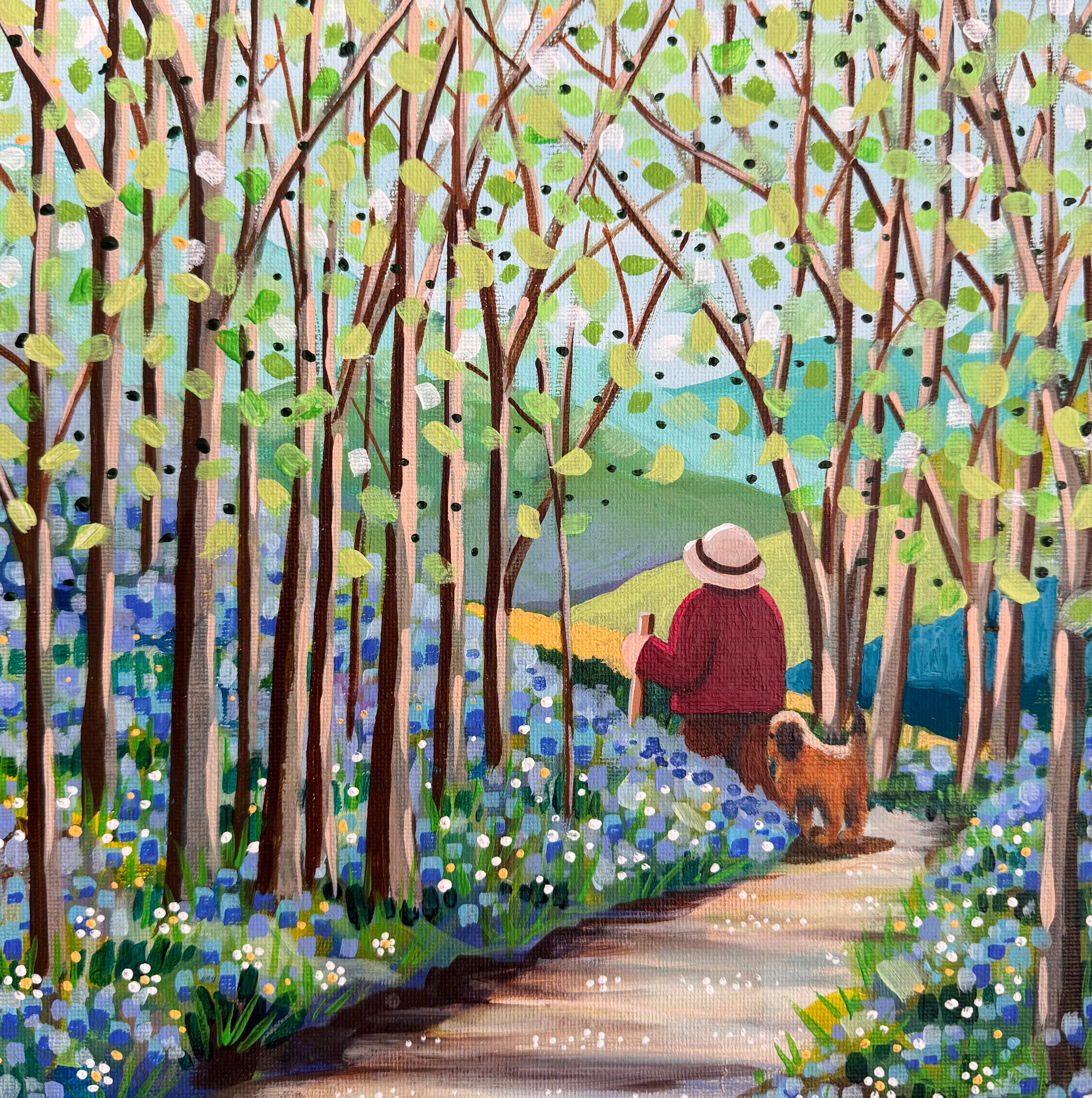 A Bimble Through the Bluebells Framed Original Painting - Nikky Corker_Just Makers
