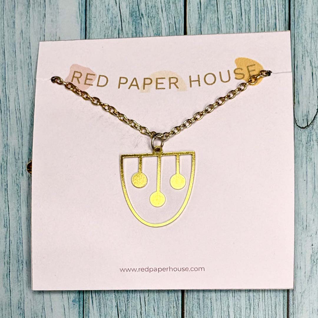 Abstract Brass Necklace - Red Paper House_Just Makers