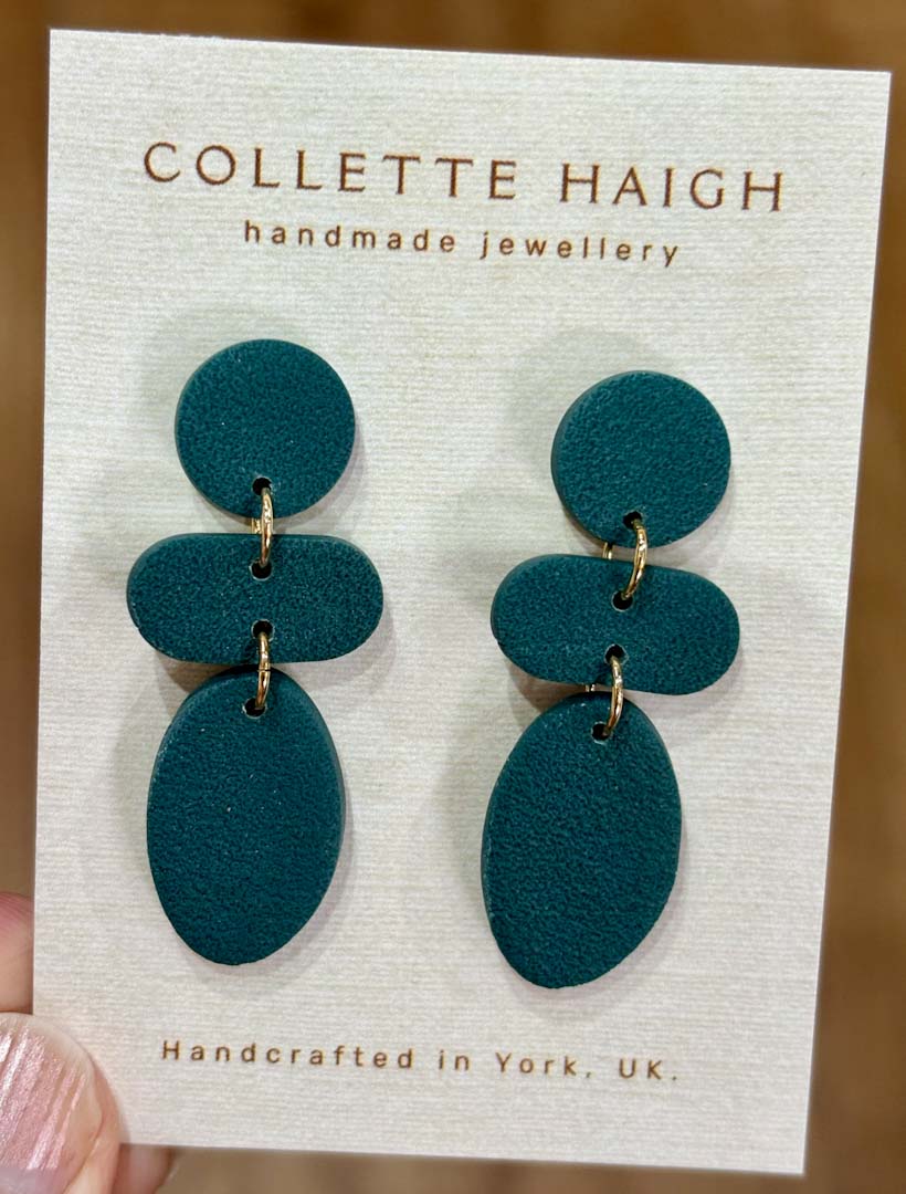 Abstract Dangle Teal Earrings - CH Handmade_Just Makers