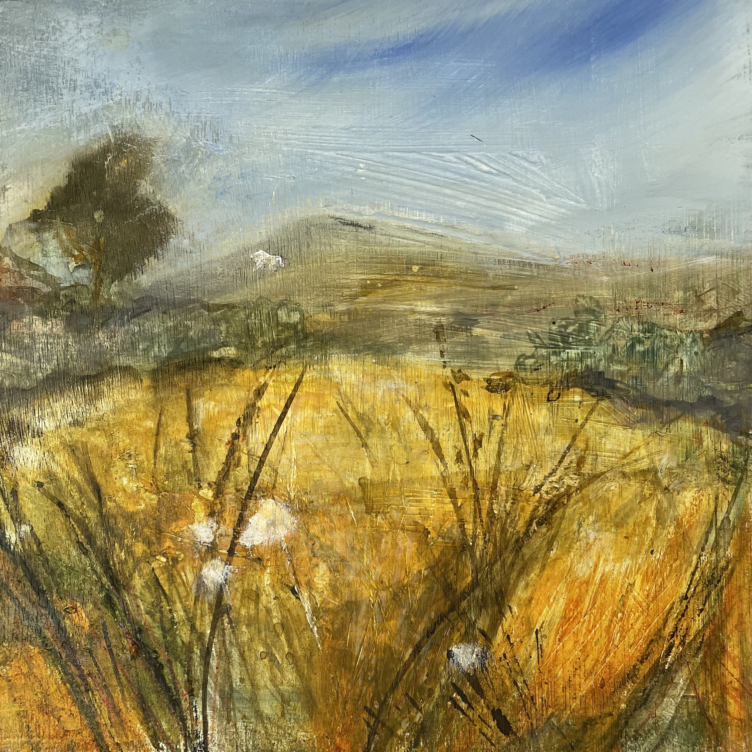 Across the Fields to the White Horse Painted Wooden Block - Annie Bousfield_Just Makers