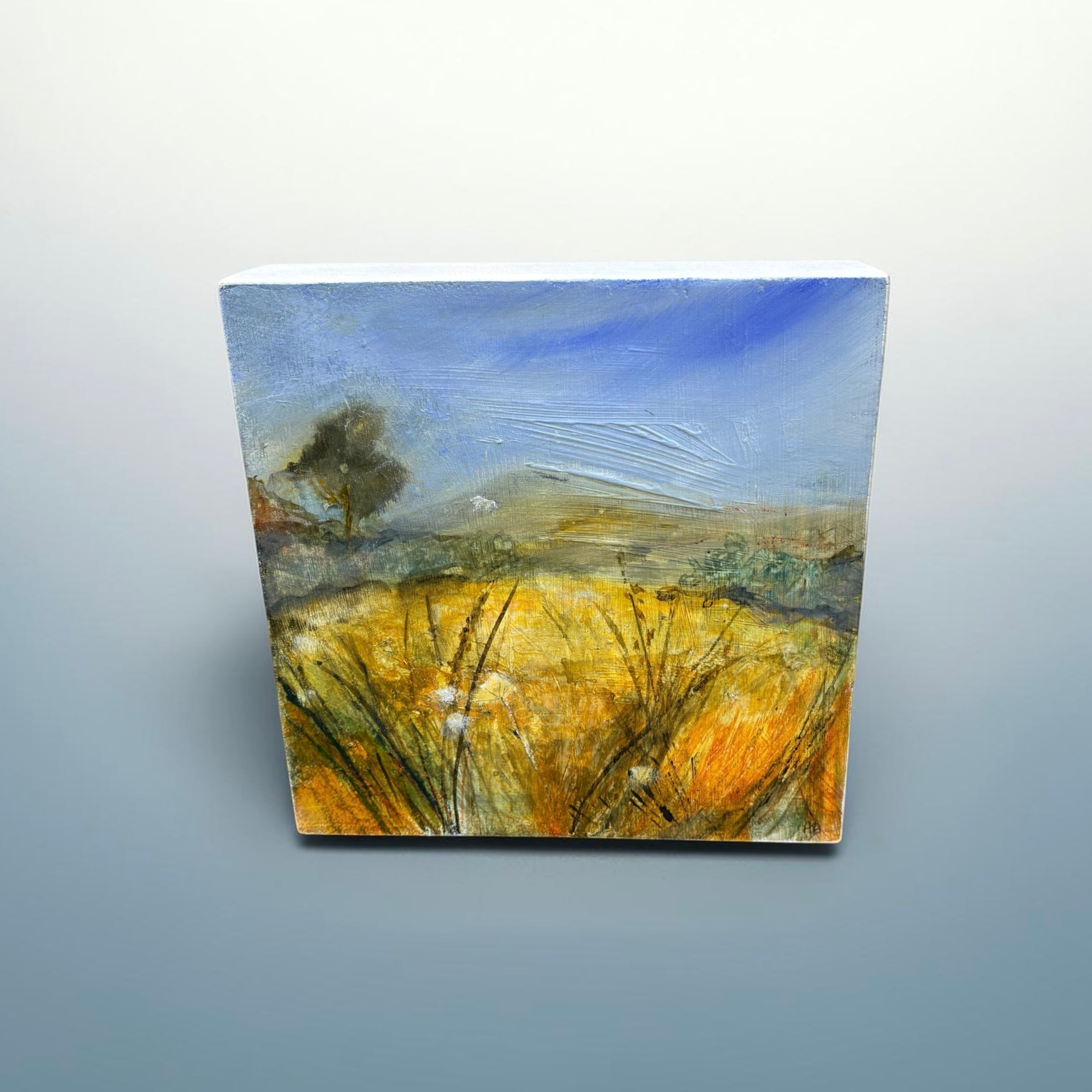 Across the Fields to the White Horse Painted Wooden Block - Annie Bousfield_Just Makers1