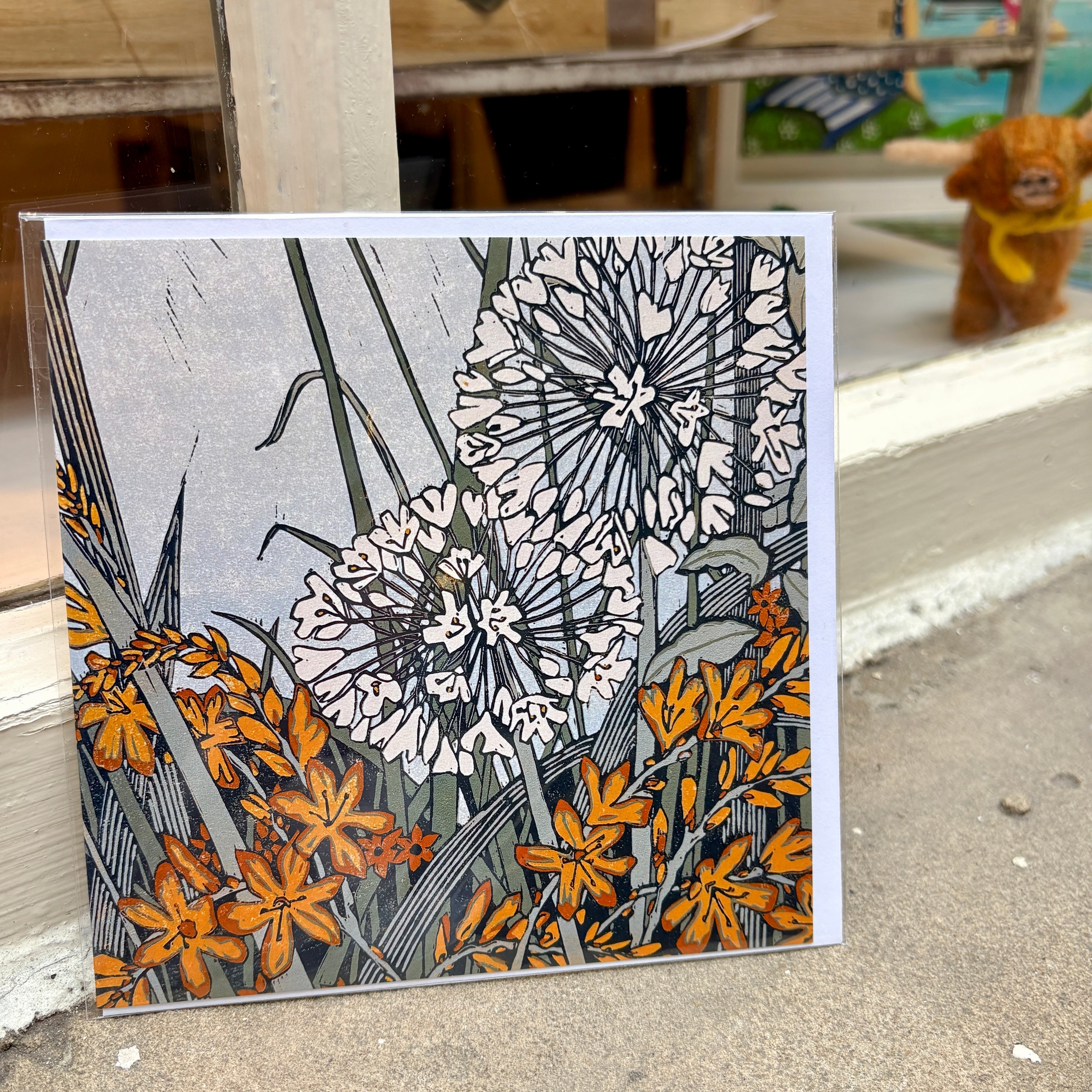 Agapanthus and Crocosmia Greeting Card - Rachel Knowles_Just Makers