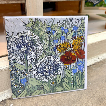 Agapanthus and Poppies Greeting Card - Rachel Knowles_Just Makers